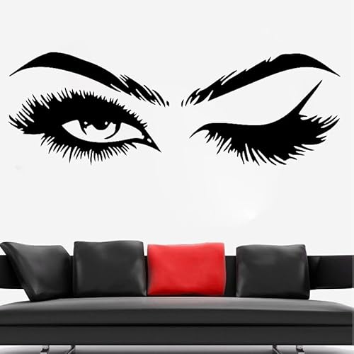 Augenbraue Wandaufkleber Wimpern Vinyl Applikation Dekorative Accessoires Mädchen Zimmer Dekoration Wimpern Augenbraue Kunst Wandbild 19X57Cm von SSSStickerS