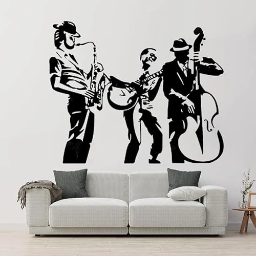 Jazzband Musikinstrumente Wandaufkleber Mädchen Schlafzimmer Dekor Musik Gitarre Wandtattoo Poster 51x42cm von SSSStickerS