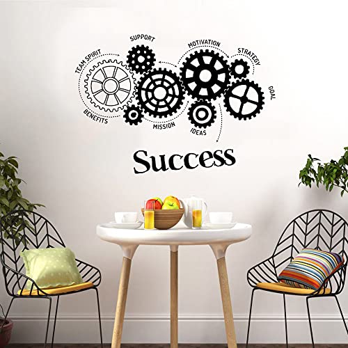 Motivation Worte Vinyl Wandtattoo Teamwork Erfolg Zahnräder Büro Kunst Dekor Aufkleber Wandbild Abnehmbare Wandaufkleber Schlafzimmer 60X42Cm von SSSStickerS
