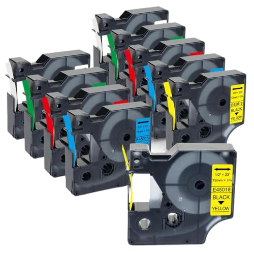 SSUMCUWR 10pk -Etikettband 45013 kompatibel mit D1 -Etikettenherstellern und 45013 40913 43613 45018 160 280 Modelle 6 mm 9 mm 12 mm Breite Breite(Muliticolors) von SSUMCUWR