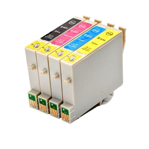 SSUMCUWR Kompatible Inkjet -Tintenpatrone T0631 T0632 T0633 T0634 Kompatibel mit Stylus C67 C87 CX3700 CX7700 Drucker(1Set) von SSUMCUWR