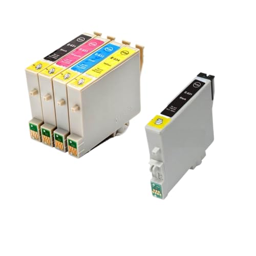 SSUMCUWR Kompatible Inkjet -Tintenpatrone T0631 T0632 T0633 T0634 Kompatibel mit Stylus C67 C87 CX3700 CX7700 Drucker(1Set Add 1PCS Black) von SSUMCUWR