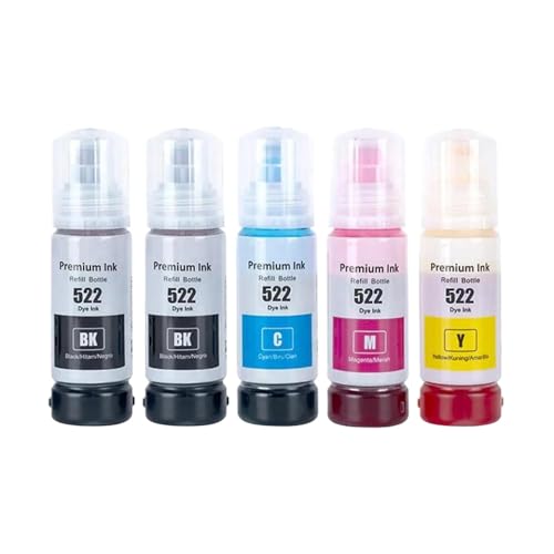 SSUMCUWR Kompatible Nachfüllfarbstofftinte 522 T522 Flaschenwasser basierend auf ET-1110 ET-1810 ET-2400 ET-2710 ET-2720-Druckern(2BK-1C-1M-1Y) von SSUMCUWR