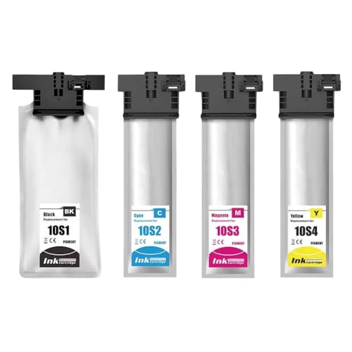 SSUMCUWR Kompatible Tintenpatronenbeutel T10S1 T10S2 T10S3 T10S4 Kompatibel mit Workforce Pro WF-C5890 Druckerpigmenttinte Ersatz(BKCMY-4Colors) von SSUMCUWR