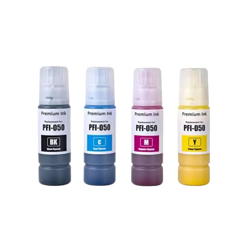 SSUMCUWR Kompatible Wasserbasis-Pigmenttinte PFI-050 PFI050 PFI 050 Kompatibel mit ImagePrograf TC-20 TC20m Drucker Farbflasche(1set 4colors) von SSUMCUWR
