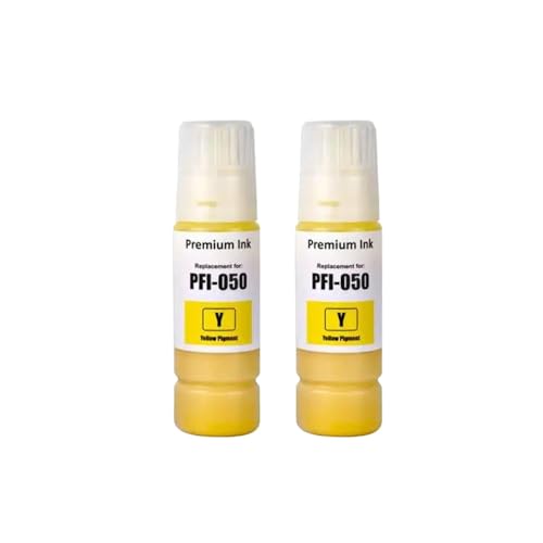 SSUMCUWR Kompatible Wasserbasis-Pigmenttinte PFI-050 PFI050 PFI 050 Kompatibel mit ImagePrograf TC-20 TC20m Drucker Farbflasche(2Bottle Yellow) von SSUMCUWR