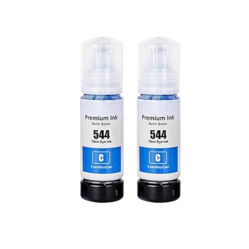 SSUMCUWR Kompatible Wassertintenflasche auf Wasserbasis 544 T544 Kompatibel mit L1210 L1250 L3110 L3150 L3210 L3250 Drucker(2Bottle Cyan) von SSUMCUWR