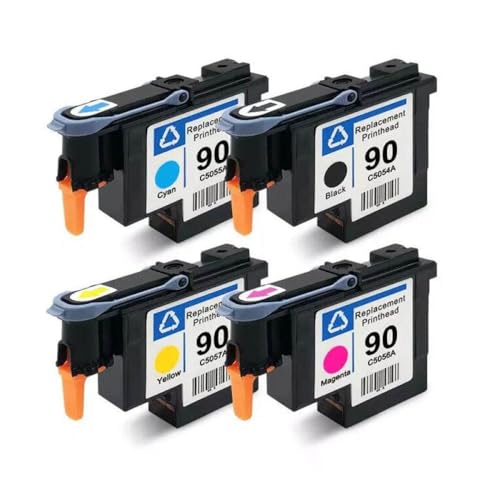 SSUMCUWR Kompatibler Druckkopf Kompatibel mit DesignJet 4000 4000Ps 4020 4500 4520 Drucker Arbeiten mit 90 C5054A C5055A C5056A C5057A Druckköpfe(1Set-4 Pieces) von SSUMCUWR