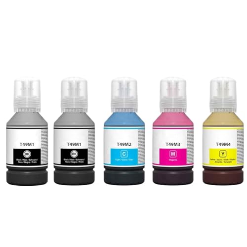 SSUMCUWR T49M T49M1 T49M2 T49M3 T49M4 Bulk Water-Basis-Flaschen-Nachfüll-Tinte kompatibel mit Sublimation-Druckern wie SC-F570 SC-F170(1Set Add 1 Bottle BK) von SSUMCUWR