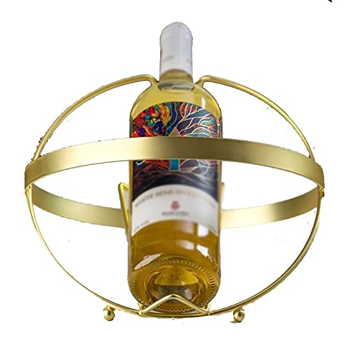 SSWERWEQ Weinflaschenhalter 1pc Wrought Iron Art Globe Model Wine Holder Ornamental Metal Planet Orbit Champagne Bottle Rack Bar Decor Cafe Tableware Restaurant (Color : Gold) von SSWERWEQ