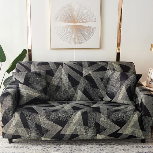 Elastischer Sofabezug Sofabezug für 1/2/3/4 Sitzer Couchbezüge mit bedrucktem Muster Universeller Sofabezug All-inclusive-Sofabezug Rutschfester Sofabezug für Hunde, (Size:2 Seater(145-185cm),Color:Q) von SSWH