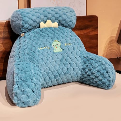 Lesekissen, großes Rückenkissen zum Aufsitzen im Bett, große Keilrückenlehne für Erwachsene und Kinder mit Armlehnen, Rückenstütze für Couch und Bettruhe, Rückenstützkissen(Size:75×50CM,Color:Blue) von SSWH