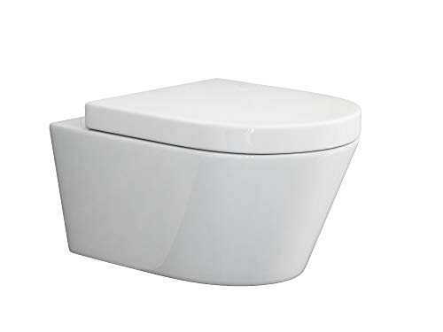 SSWW | Weißes Hänge-WC mit Absenkautomatik & abnehmbaren WC-Sitz, ohne Spülrand, mit Nanobeschichtung | 54 cm lang SSWW | Weißes Hänge-WC mit Absenkautomatik & abnehmbaren WC-Sitz, ohne Spülrand, mit Nanobeschichtung | 54 cm lang von SSWW