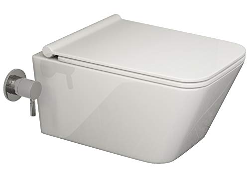 SSWW | Taharet-Toilette mit geschlossenem Spülrand & Softclose, weiße Keramik, WC-Bidet mit Lotus-Effekt | 54 cm lang von SSWW