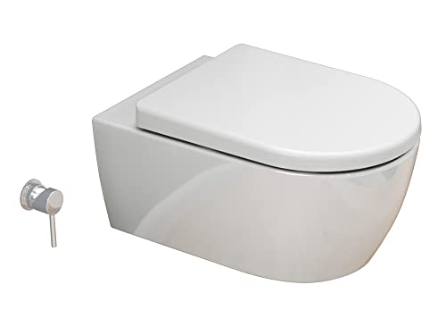 SSWW | Dusch-WC inkl. Softclose Toilettensitz, spülrandlose Taharet Toilette, Toilette mit Bidet-Funktion | 54,5 cm lang von SSWW