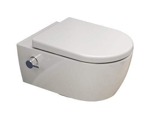 SSWW | Taharet Toilette mit WC Dusche | inkl Armatur | Unterspülrand | Softclose Sitz | weiß Keramik | 540x360x330 mm von SSWW