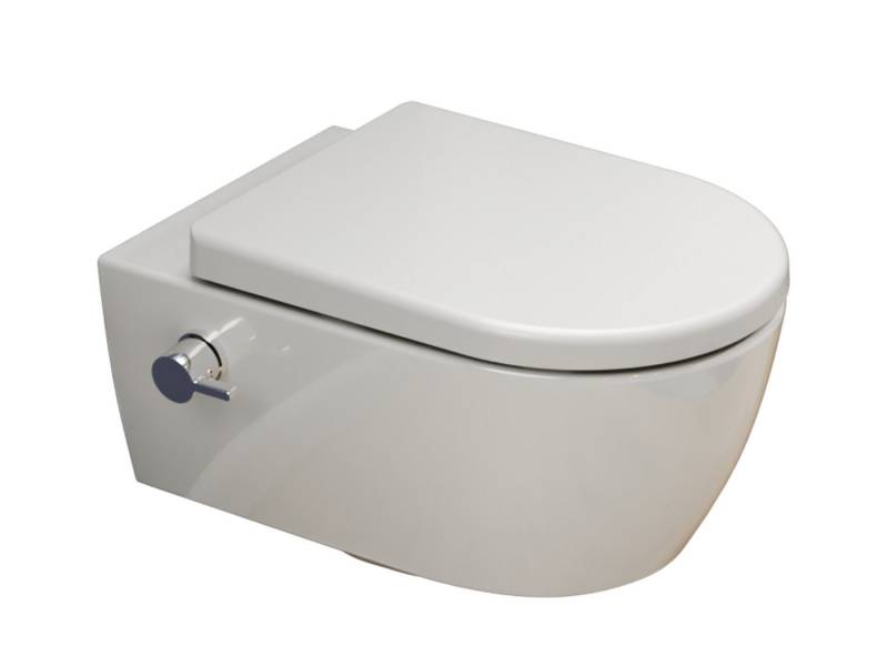 SSWW Dusch-WC Taharet WC mit Armatur & abnehmbaren Softclose WC-Sitz, wandhängend, Abgang waagerecht, WC-Set, Dusch-Wand-WC inkl. abnehmbare Softclose WC-Sitz von SSWW