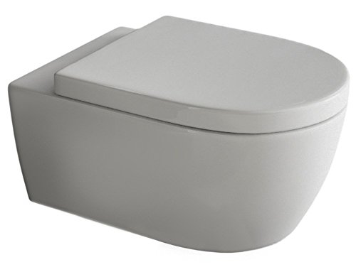 SSWW by Aqua Bagno Design Hänge Wc Spülrandlos Toilette inkl. Wc Sitz mit Softclose Absenkautomatik + Abnehmbar von SSWW