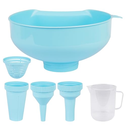 SSYR&P großer Öffnung trichter, 4 in 1 Multifunktions Trichter,mit Herausnehmbarer Sieb,Food Grade Plastic,Spülmaschinengeeignet (Blau) von SSYR&P