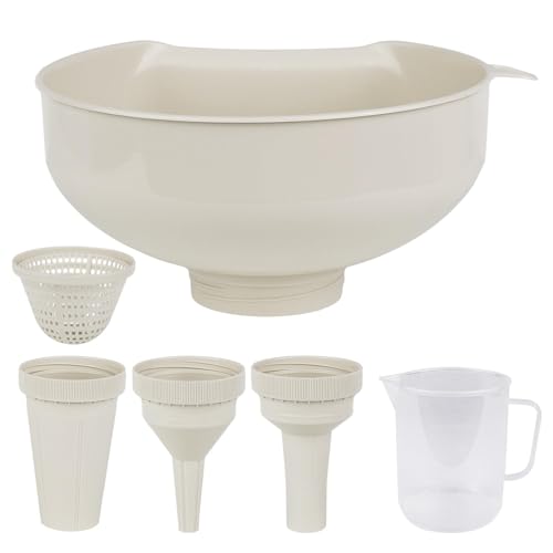 SSYR&P großer Öffnung trichter, 4 in 1 Multifunktions Trichter,mit Herausnehmbarer Sieb,Food Grade Plastic,Spülmaschinengeeignet (grau) von SSYR&P