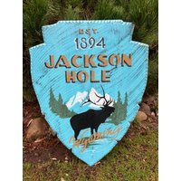 Jackson Hole Wyoming Pfeilspitze Schild Jackson Hole Wyoming Pfeilspitze Schild von SStocklinRusticArt