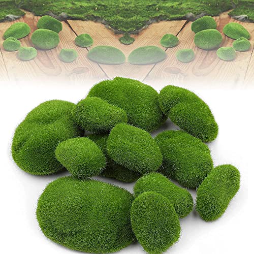 SSyang 10 Stück Künstliche Moossteine Grüne Moosbälle,Simulation Moos Steine,Garten Steine Mooskugel Kleine,Für Feengärten und Handwerk Blumentopf Garten Topfpflanzen DIY(Grün) von SSyang