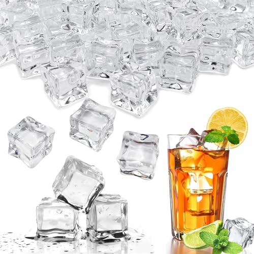 100 Stück Eiswürfel Wiederverwendbar, 20mm Dauereiswürfel Kunststoff, Klar Acryl Eiswürfel, Dekorativer Eiswürfel für Photographieren Props Oder Dekoration, Bar Display, Vasenfüller, Küche Decor von Tashce