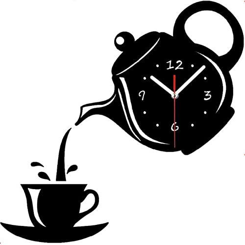 SSyang DIY Wanduhr Moderne Clock，Wanddeko Moderne Uhr mit Spiegel 3D Wanduhr Wanduhr Küche Uhr mit Uhrwerk，für Hause Restaurant Büro Hotel(Schwarz) von SSyang