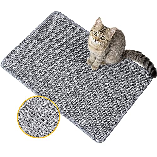 SSyang Katzen Kratzmatte für Die Wand, Sisal Matten, 30 * 40cm, Horizontales Katzenkratzmatte, rutschfest und Kratzfest, Katzenkratzmatte Sisal, für Katzen, Schützt Teppiche und Sofas(Grau) von SSyang