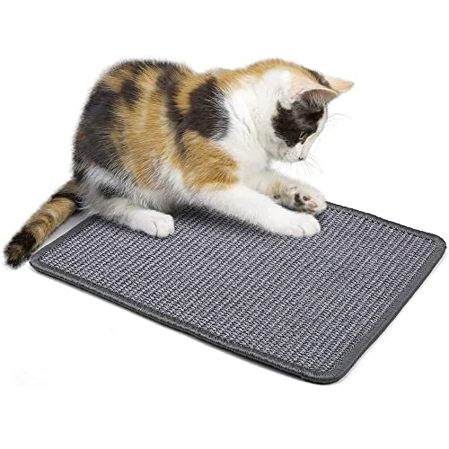 SSyang Katzen Kratzmatte für Die Wand, Sisal Matten, 30 * 40cm, Horizontales Katzenkratzmatte, rutschfest und Kratzfest, Katzenkratzmatte Sisal, für Katzen, Schützt Teppiche und Sofas(Grau) von SSyang