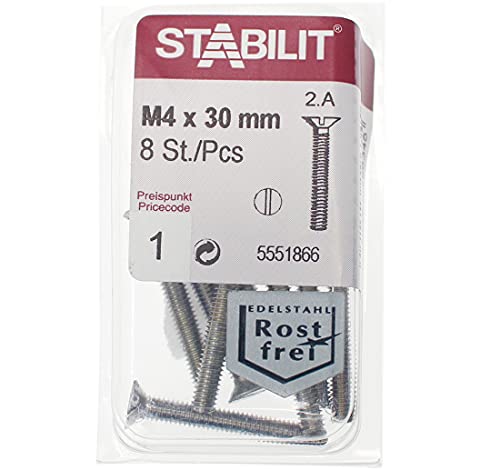 8 Stk. STABILIT Edelstahl Schrauben rostfrei Senkkopf Schlitzantrieb (M4 x 30mm) von STABILIT