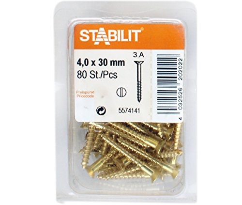 80 Stk. STABILIT Messingschrauben Ø 4,0x30mm Schlitzantrieb Senkkopf - 5574141 von STABILIT