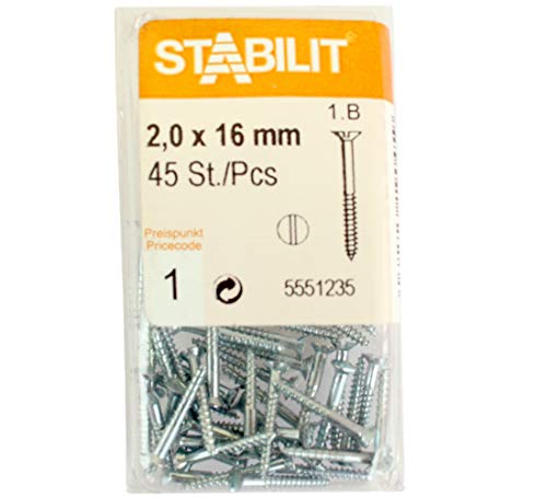 STABILIT Holzschrauben Schlitzantrieb verzinkt Baumarktpackung -gb (2,0x16mm + 45 Stk) von STABILIT