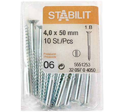 STABILIT Holzschrauben Schlitzantrieb verzinkt Baumarktpackung -gb (4,0x50mm + 10 Stk) von STABILIT