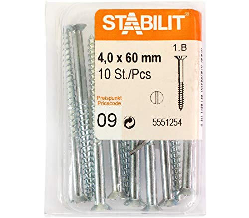 STABILIT Holzschrauben Schlitzantrieb verzinkt Baumarktpackung -gb (4,0x60mm + 10 Stk) von STABILIT