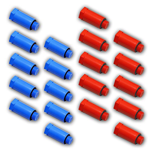 Stabilo-Sanitaer Baustopfen Set 10x rot + 10x blau Kunststoffgewinde 1/2 Zoll Abdrückstopfen Prüfstopfen von STABILO Sanitaer