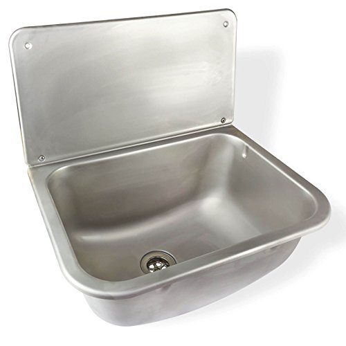 Stabilo-Sanitaer Edelstahl Ausgussbecken Fassungsvolumen 14L satinierte Oberfläche mit Spritzschutz Abflussbecken Garten Keller Waschtrog Spülbecken von STABILO Sanitaer