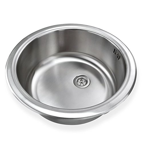 Runde und kompakte Einbauspüle mit integrierten Überlauf aus hochwertigem Edelstahl, Küchen Rundbecken, Küchenspüle in schönen und modernen Design von STABILO Sanitaer