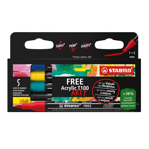 STABILO - Acrylmarker - FREE Acrylic T100 - Strichbreite 1-2 mm - 5er Pack - ROYAL von STABILO