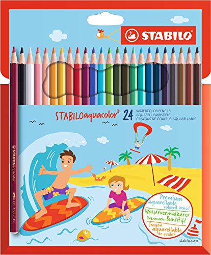 Aquarell-Buntstift - STABILO aquacolor - 24er Pack - mit 24 verschiedenen Farben von STABILO