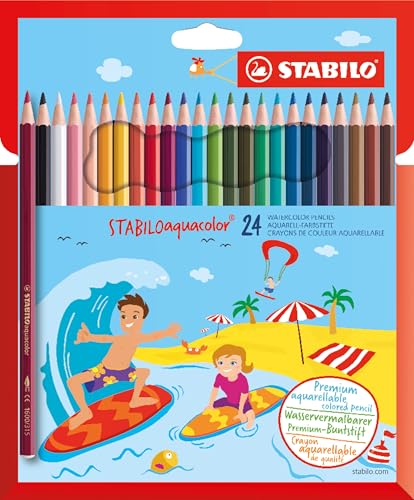 STABILO - Aquarell-Buntstift - aquacolor - 24er Pack - mit 24 verschiedenen Farben von STABILO