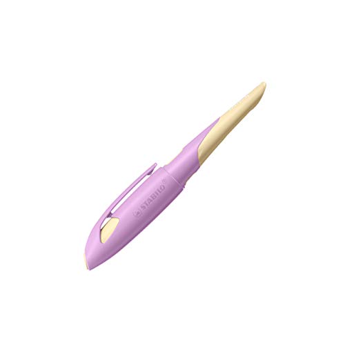 STABILO - Schulfüller ergonomisch für Rechtshänder mit Anfänger-Feder A - EASYbirdy Pastel Edition in soft pink/apricot - inklusive Patrone von STABILO