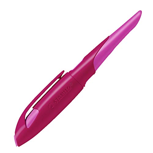 Ergonomischer SchulFüller für Rechtshänder mit Standard-Feder M - STABILO EASYbirdy in beere/pink - inkl. Patrone - blau (löschbar) von STABILO