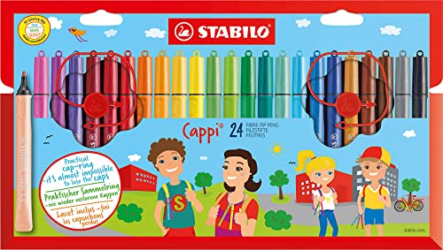 STABILO - Filzstift mit Kappenring - Cappi - 24er Pack - mit 24 verschiedenen Farben von STABILO