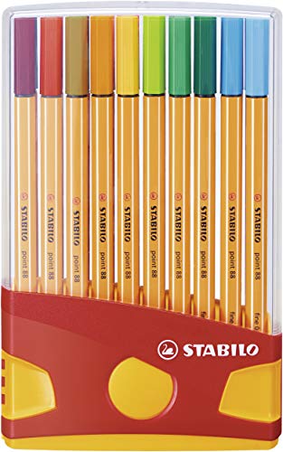 Fineliner - STABILO point 88 ColorParade - 20er Tischset in rot/orange - mit 20 verschiedenen Farben von STABILO