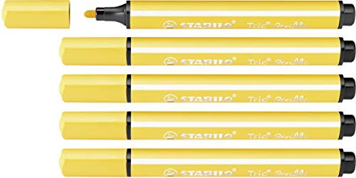 Gefederter Dreikant-Filzstift - STABILO Trio Scribbi - 5er Pack - gelb von STABILO