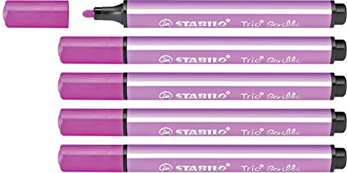 Gefederter Dreikant-Filzstift - STABILO Trio Scribbi - 5er Pack - rosa von STABILO