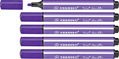 Gefederter Dreikant-Filzstift - STABILO Trio Scribbi - 5er Pack - violett von STABILO