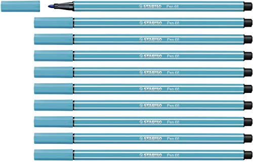 Premium-Filzstift - STABILO Pen 68 - 10er Pack - hellblau von STABILO