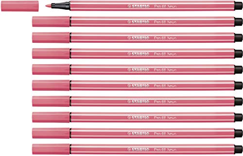 Premium-Filzstift - STABILO Pen 68 - 10er Pack - neonrot von STABILO